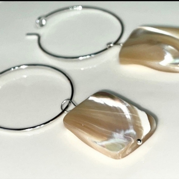 Caramel Dulce de Leche Mother of Pearl Earrings, OOAK Artisan - Picture 6 of 6